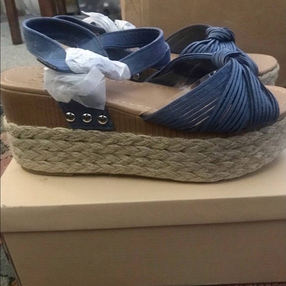 YOKI Knotted Blue Lace Platform Sandals Size 7.5 - Picture 6 of 9